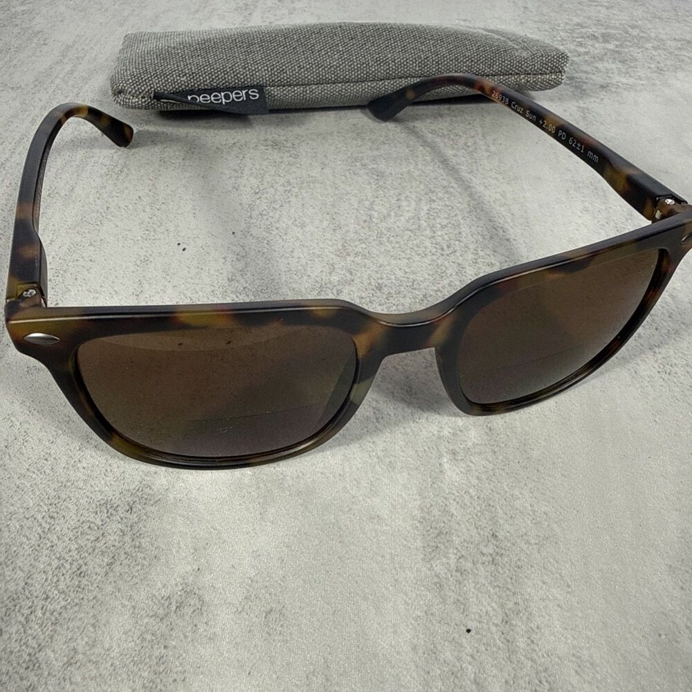 Peepers Cruz Sun Bifocal Sunglasses 2693B Tortise Shell Square Frame +2.0